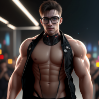 （AI）赛博朋克透明衣服肌肉猛男